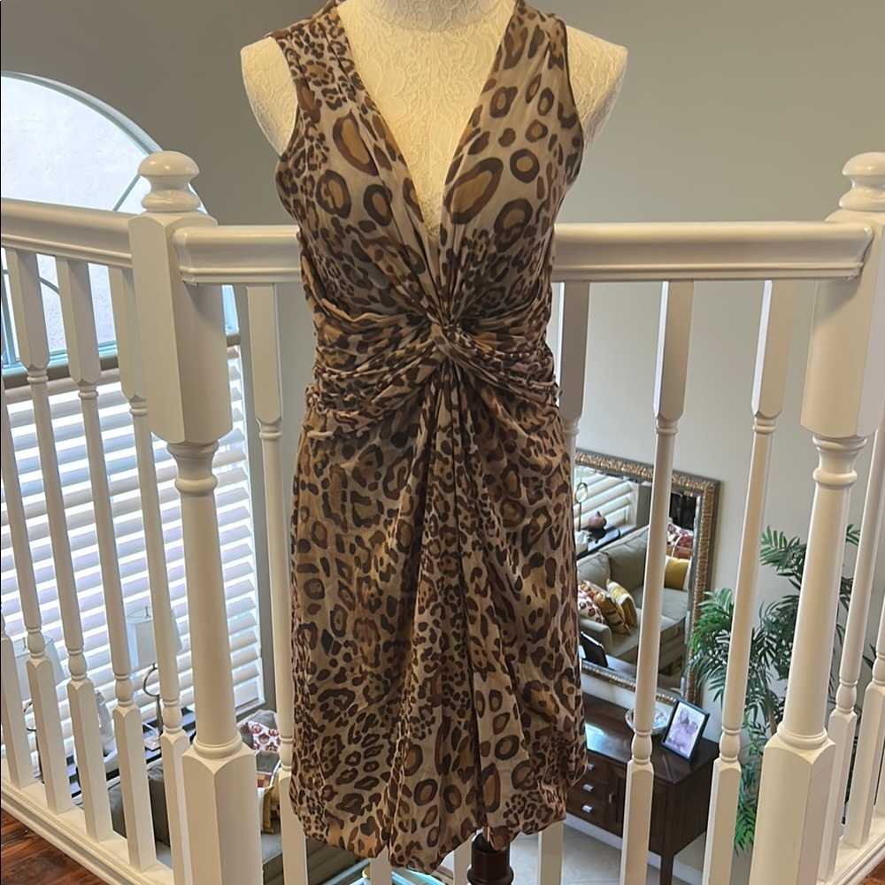 Tan Brown Plunge Ruched Sheath Dress